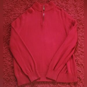 Red St. Johns Bay Quarter Zip Sweater Mens Size XL